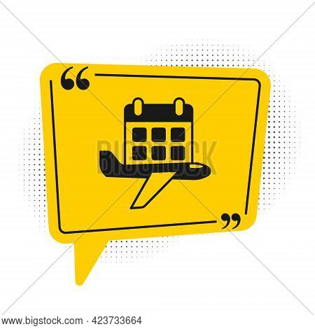 Black Travel Planning Calendar And Airplane Icon Isolated On White Background. A Planned Holiday Tri