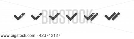 Checkmark Tick Grunge Collection, Grungy Check Approval And Read Message, Tick Set In Sipmple Black 