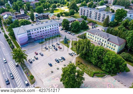 View From Above Of The Dobele City, City And County Administrative Buildings, Zemgale Region, Latvia