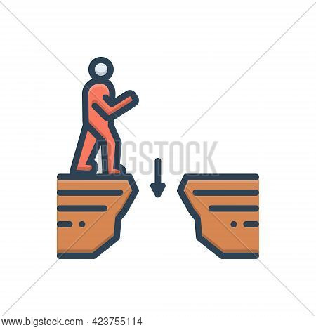 Color Illustration Icon For Gaps Interval Space Crack Rift Cleft Divided