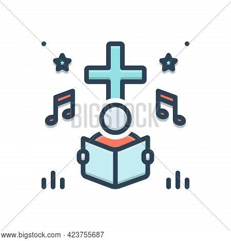 Color Illustration Icon For Hymn People Religious-song Psalm Homily Melodious