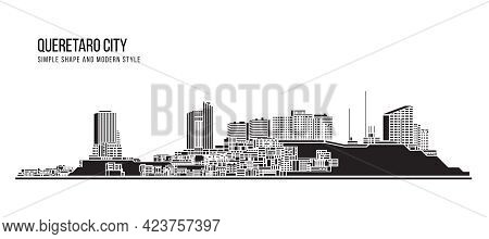 Cityscape Building Abstract Simple Shape And Modern Style Art Vector Design - Queretaro City