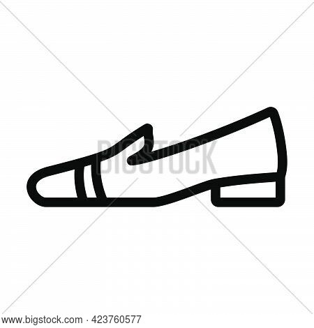 Woman Low Heel Shoe Icon. Bold Outline Design With Editable Stroke Width. Vector Illustration.
