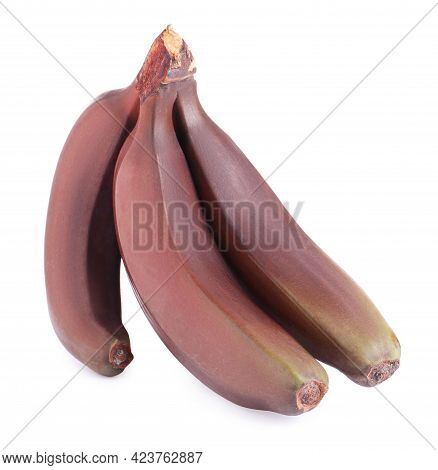 Delicious Red Baby Bananas On White Background