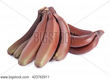 Delicious Red Baby Bananas On White Background