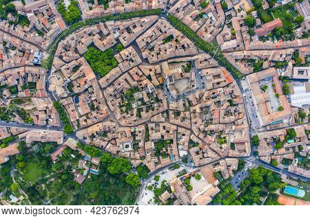 Aerial view of the historic town of Uzes, France