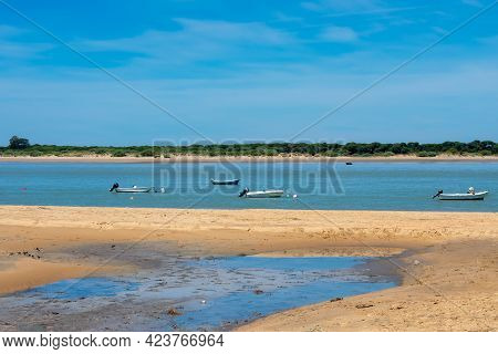 Fishing Boats On Bonanza Beach. Bonanza Cadiz. Andalusia. Spain. Europe.
