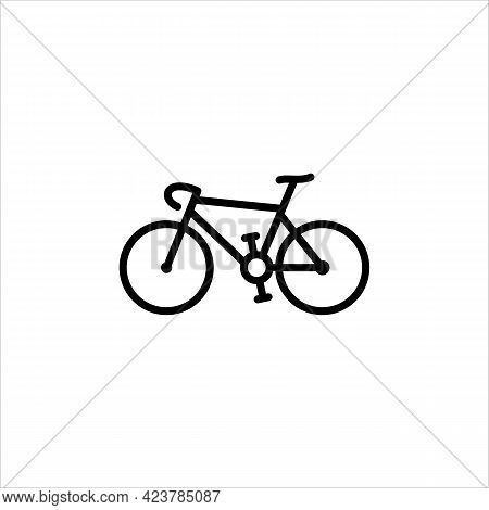 Pedal Bike Line Icon In A Simple Style. A Bicycle Driven By Muscular Force. Vector Sign In A Simple 