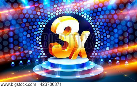 3x Winner Banner, Promotion Flyer, Prize Label. Vector