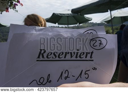 A Reservation Sign In A Pub Or Restaurant In German (reserviert)