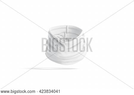 Blank White Folded Neck Gaiter Mockup, Front View, No Gravity, 3d Rendering. Empty Protect Cover For