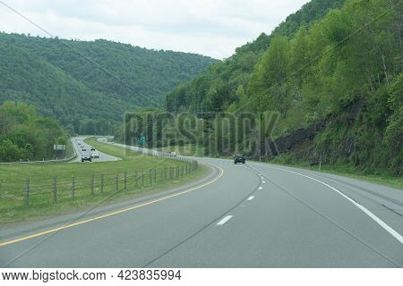 An Open Highway In The Hills Of Northern Pennsylvania.