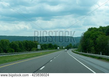 An Open Highway In The Hills Of Northern Pennsylvania.