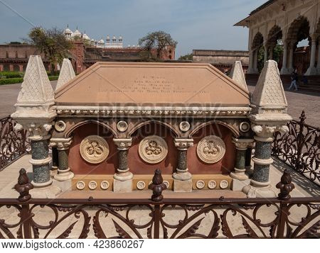Agra, India - March, 28, 2019 Close Up Of The Grave Of John Russell Colvin, A British Administrator 
