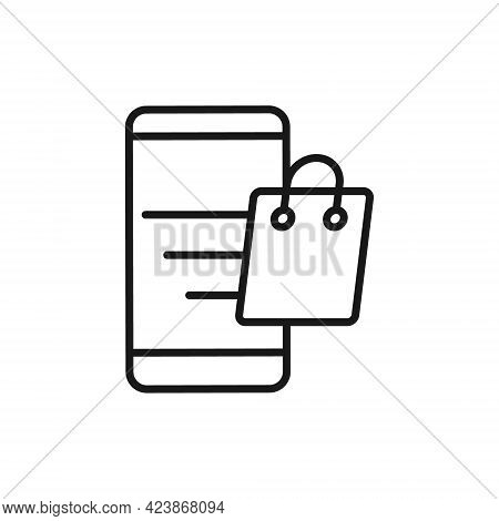 Shopping Bag with mobile phone icon. Shopping Bag icon. Shopping icon. Shopping Bag vector icon. Shopping Bag icon set. Online Shop icon. Shopping Bag icon logo. Shopping Bag with mobile phone vector icon design for web, logo, sign, symbol, app