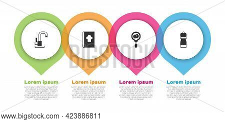 Set Water Tap, Cookbook, Fried Eggs On Frying Pan And Pepper. Business Infographic Template. Vector