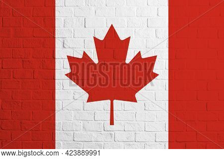 Flag Of Canada Brick Wall Texture Of The Flag Of Canada.