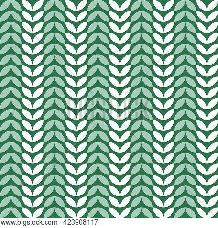 Pattern Seamless Leaves Shevron Geometry In Retro Style. Vintage Floral Background. Simple Vector Il