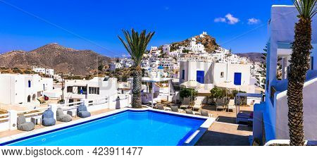 Greece summer holidays. Ios island, Cyclades. Luxury hotel 