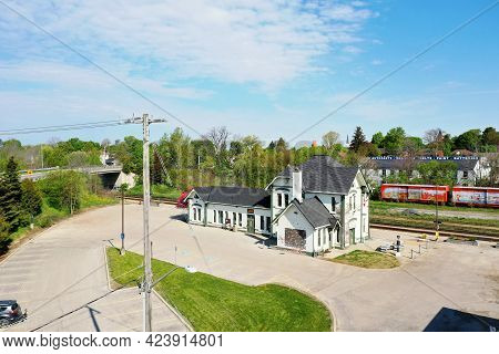 Woodstock, Ontario/canada- May 25: An Aerial Of An Old Train Station In Woodstock, Ontario, Canada O