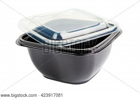 Black Opaque Single-use Pet - Polyethylene Terephthalate -plastic Food Take-out Container With Tranp