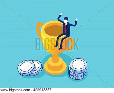 Leader Success For Business. Flat Isometric Vector Illustration Of Success
