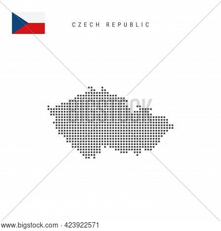 Square Dots Pattern Map Of Czech Republic. Czech Dotted Pixel Map With National Flag Isolated On Whi