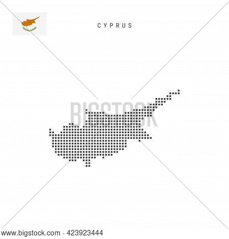 Square Dots Pattern Map Of Cyprus. Cypriot Dotted Pixel Map With National Flag Isolated On White Bac
