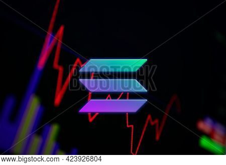 Solana Sol Cryptocurrency. Solana Coin Growth Chart On The Exchange, Chart