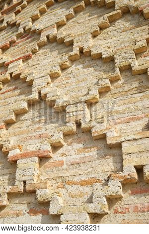 Facade detail of Mudejar building, named as Casa de la Estanca, in Borja, Zaragoza Province, Aragon in Spain.