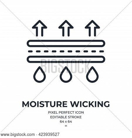 Moisture Wicking Editable Stroke Outline Icon Isolated On White Background Flat Vector Illustration.