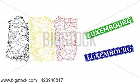 Triangular Belgium Flag Model, And Luxembourg Blue And Green Rectangular Rubber Stamp Seals. Polygon