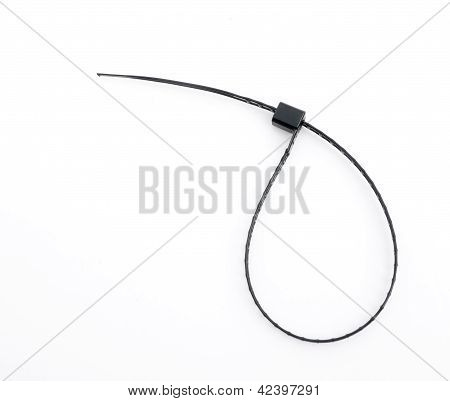 흰색 3 루프 모양 검은 플라스틱 케이블 타이