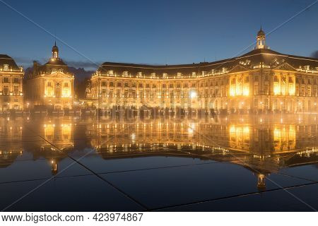 Bourdeaux, France - September 16, 2017: Place De La Bourse At Night In Bourdeaux, Listed As World He