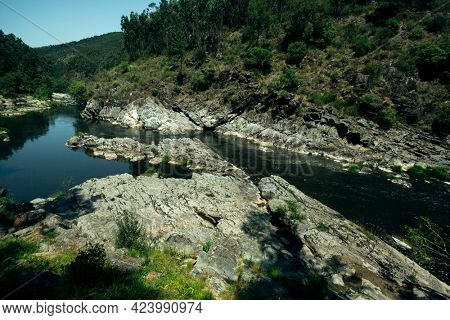 View of the Paiva River in the Aveiro District in Portugal.