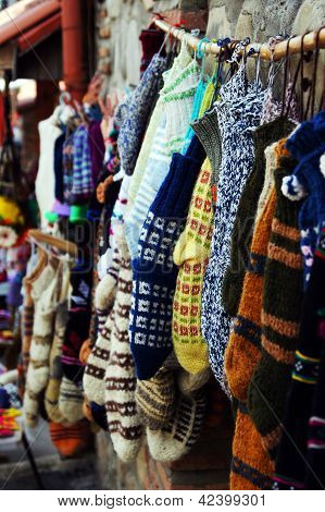 Knit Socks On The Street Market In Tbilisi Old Town, Republic Of Georgia