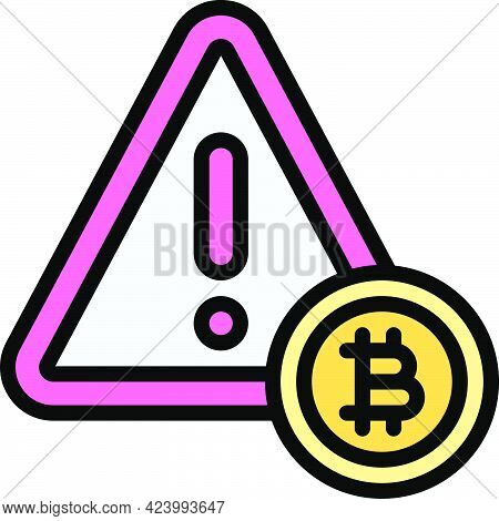 Attention With Bitcoin Icon, Cryptocurrency Related Vector Illustration