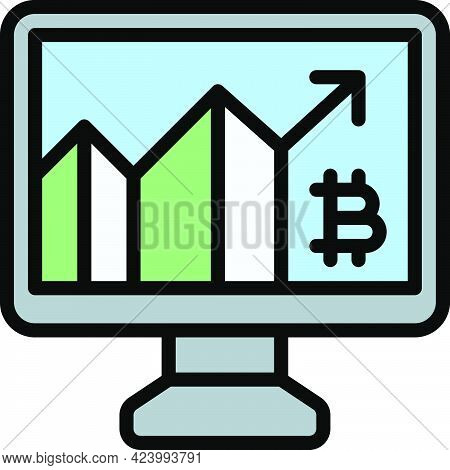 Bitcoin Chart Icon, Cryptocurrency Related Vector Illustration