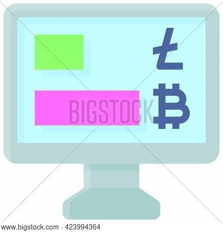 Chart Icon, Cryptocurrency Related Vector Flat Illustration