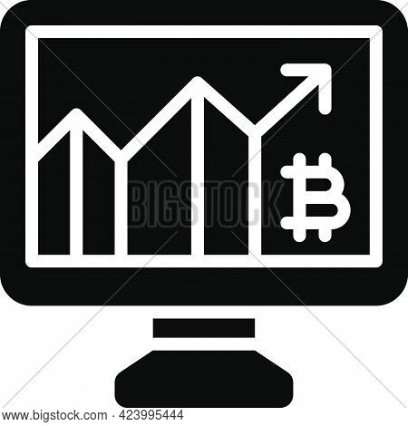 Bitcoin Chart Icon, Cryptocurrency Related Vector Illustration