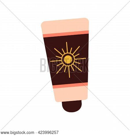 Body Lotion Protects From The Sun. Skin Cream. Tanning Oil. Isolated Background. Stock Vector Illust
