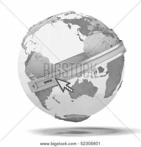 Globe with internet adress