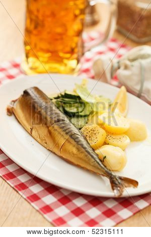 mackerel with potatoes and beer