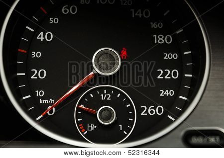 Close Up Of A Car Speedometer