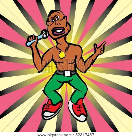 Hip hop black man with microphone