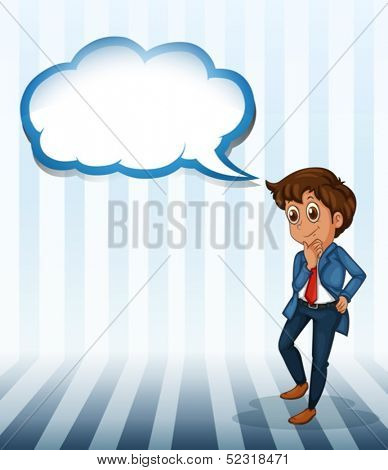 Illustration of a man thinking with an empty callout on a white background