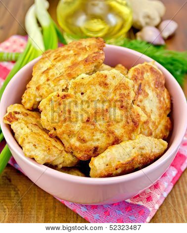 Fritters Chicken With Spices On Board