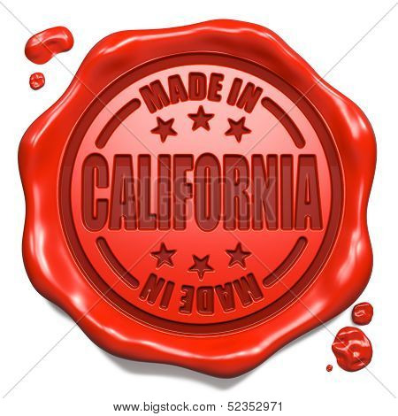 Made in California - Stamp on Red Wax Seal.