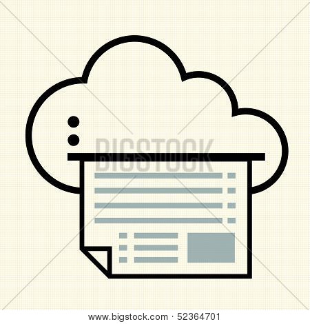 Cloud with printing.Cloud computing concept. Vector