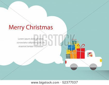 santa driving a trank full of presents